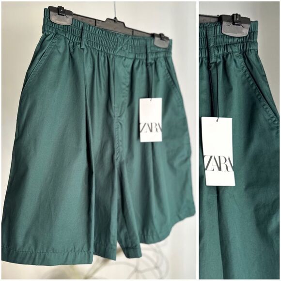 ZARA POPLIN BOTTLE GREEN SET CO-ORD NEW - Picture 3 of 4